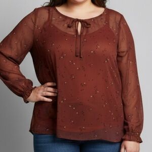 Reitmans Rock N Shine Rust Patterned Blouse XL